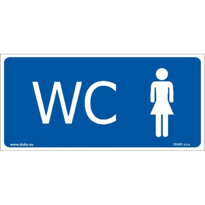 DUKO WC - ŽENY tabulka modrá podélná Formát: 300 x 150 mm, Materiál: plast 3 mm, samolepící vinylová fólie