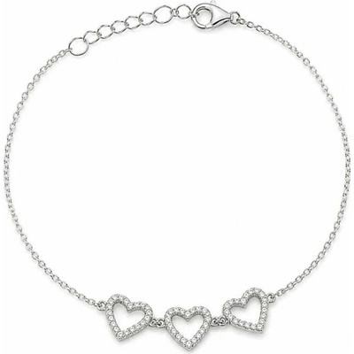 Šperky Nina – Strieborný náramok Tři srdce lásky so zirkónmi (17,5 – 20,5 cm) 925/1000 - nar 539