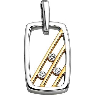 Zlaton Přívěsek z kombinovaného zlata obdélník s diamantem 000861308130