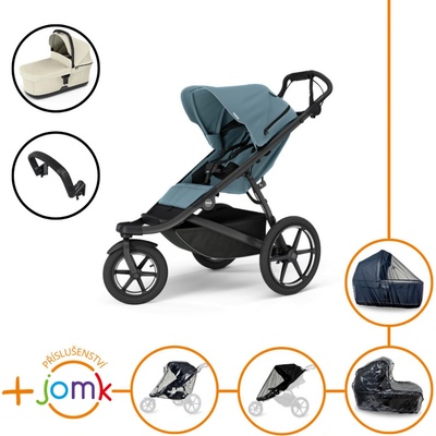Thule Set 7v1 Urban Glide 3 Mid blue s magnetickou sponou 2025 + madlo + korba Soft beige + JOMK příslušenství