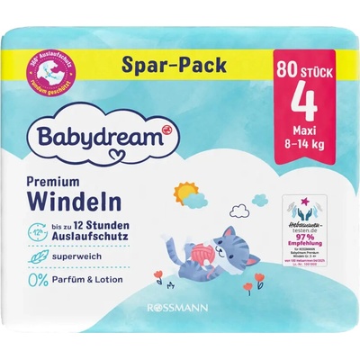 Babydream Premium Maxi 8–14 kg 4 Jumbo-Pack 80 ks
