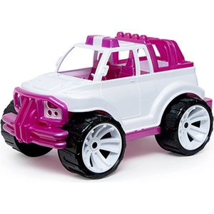 Bamsic ДЕТСКИ ГОЛЯМ ПОЛИЦЕЙСКИ ДЖИП 40 СМ РОЗОВ/БЯЛ - armtoys