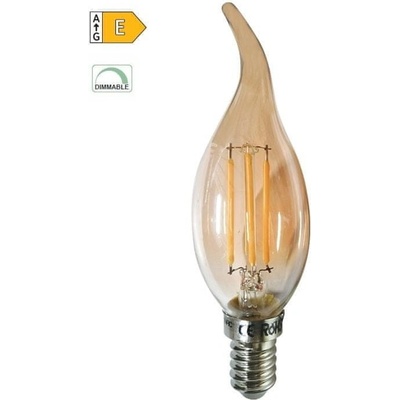Diolamp LED Filament žárovka Candle Flame Amber CF35 5W/230V/E14/2700K/620Lm/360°/Dim