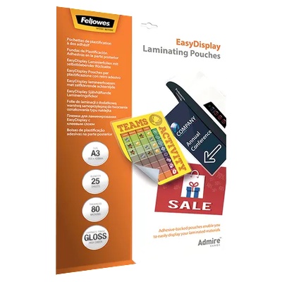 Fellowes Ламиниращо фолио FELLOWES A/3 Admire Easy Display 80 микрона гланцово самозалепващо се 25 броя 5601803 (5601803)