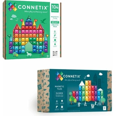 Magnetická stavebnica Connetix Tiles 104 ks + obdĺžniky 18 ks