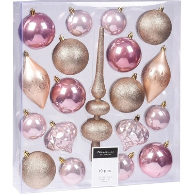 HOMESTYLING Vianočné ozdoby so špičkou sada 19 ks rosegold KO-CAN214940