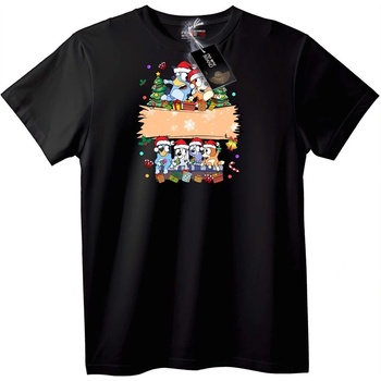 NOONEBRAND Тениска Коледни кученца - 6XL, Black