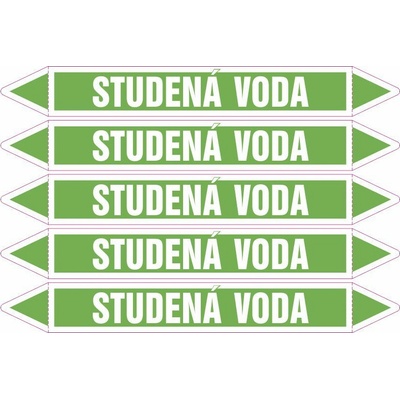 Grafiko | Studená voda - dle ČSN 13 0072 - Materiál fólie s ochrannou laminací, Rozměr aršík 5ks šipka 212x26mm