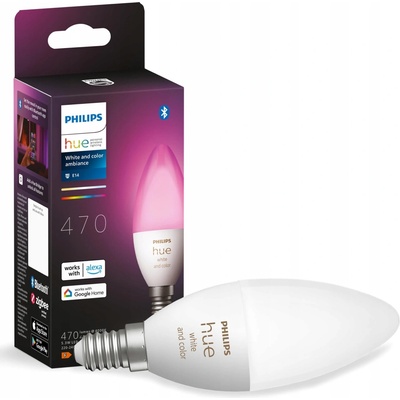 Philips Hue 8719514356610 LED inteligentná žiarovka 1X4W E14 320-470lm 2000-6500K White and Color Ambiance, stmievateľná, Bluetooth, biela