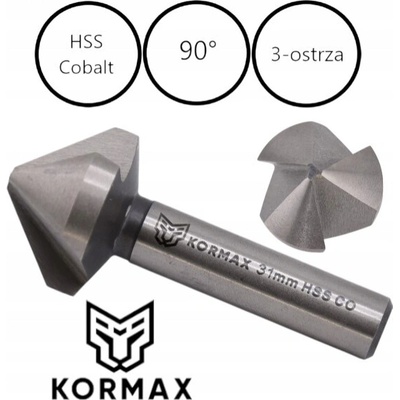 Kužeľový zhĺbovač Kormax 3-čepeľový 90° na kov
