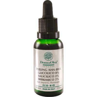 Domus Olea Toscana Peeling AHA-BHA kyselina glykolová 8%, kyselina salicylová 2% a kyselina šikimová 2% - 30 ml
