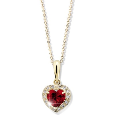 Cutie Jewellery Zlatý prívesok srdca Z6308Z Ruby Dark