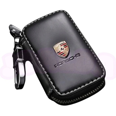 Kľúčenka KOŽENÉ PUZDRO na kľúče PORSCHE logo do auta ELEGANTNÁ