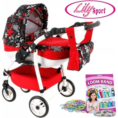 Adbor Lily Sport červený s kvetinovým vzorom + taška + košík