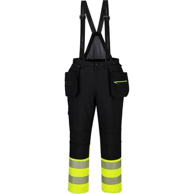 Portwest hi-vis dx4 sx437 / Мъжки зимни светлоотразителни панталони с нагръдник - жълто/черно xl (dx437ybrxl)