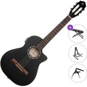 Ortega Guitars RCE125SBK-3/4 Premium SET 3/4 Satin Black Класическа китара с предусилвател