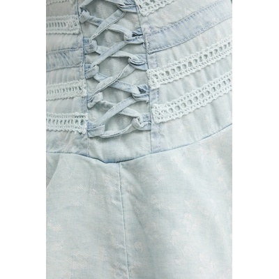 Guess Пола с лен Guess TAINA в синьо къса разкроена W5GD85 D5N81 (W5GD85.D5N81)