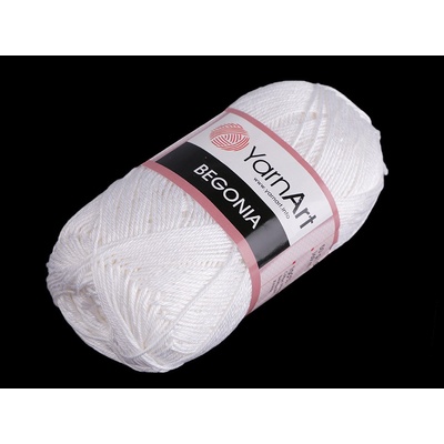 Prima-obchod Bavlněná pletací příze Begonia 50 g, barva 1 (003) bílá mléčná