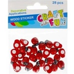 Craft with fun Wooden ladybugs self-adhesive 15mm 25pcs