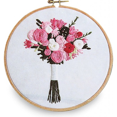 Stoklasa Vyšívací sada s předtištěným motivem 380636 4 růžová kytice 15x22cm – Zboží Dáma