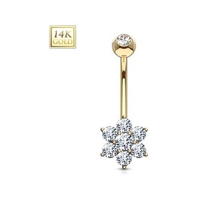 Šperky4U zlatý piercing do pupíku kytička ZL01067-YG