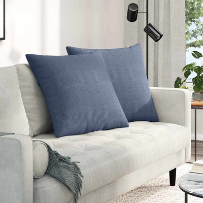 vidaXL Диван възглавници 2 pcs Синьо 60 x 60 cm Кордюрова тъкан (42014035)