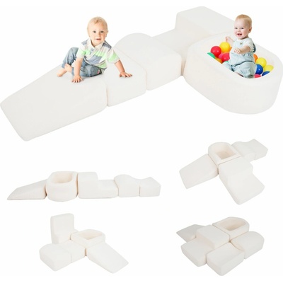 Costway XXL penové stavebné bloky s bazénikom BOUCLÉ béžové