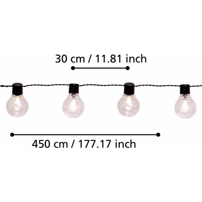 Eglo 900213 LED Venkovní dekorační řetěz PARTAJ 16xLED 0,064W 24V IP44 černá EG900213