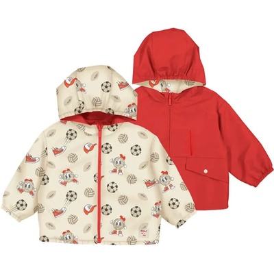 MAYORAL Двулицево яке ветровка червено и бежово с футболни топки за бебе момче Mayoral(Топ модел 2026)