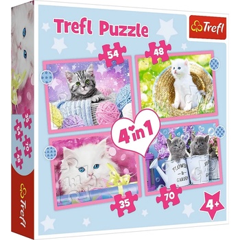 Trefl Пъзел Trefl 4 в 1 - Забавни котета (34396)