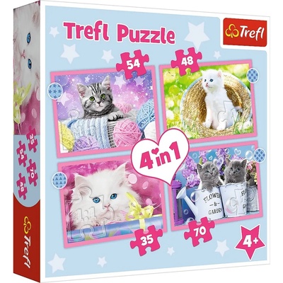 Trefl Пъзел Trefl 4 в 1 - Забавни котета (34396)