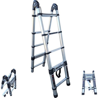 UNI STR Стълба алуминиева, телескопична, 220-440 см, 14 стъпала, до 150 кг, двураменна (uni-01012369)