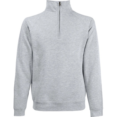 Fruit of the Loom mikina Premium Zip Neck Sweat s 1/4 zipem COT16203261001-heather gre