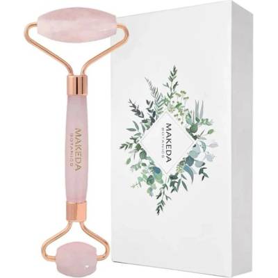 Makeda Botanics Двоен масажен ролер за лице, розов кварц