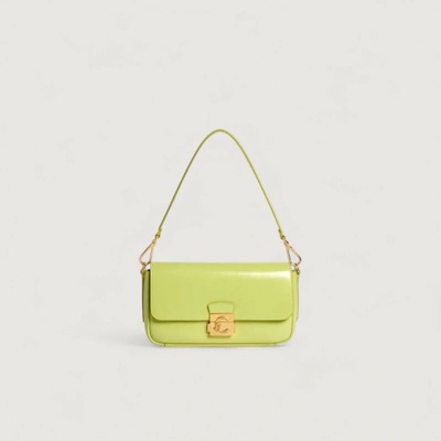 Coccinelle C-ME LOCK SHINY SMOOTH MEDIUM kožená kabelka Green Glow