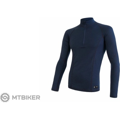 Sensor Merino Double Face pánské tričko dlouhý rukáv zip deep blue