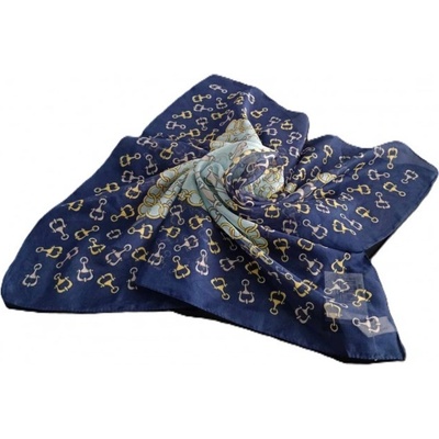 dámský šátek chiffon vzorovaný vzor řetěz modrá