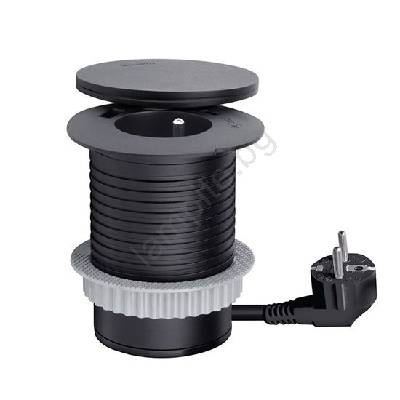 PP119CWB - Вградена розетка с безжично зареждане 10 W, 1x розетка + USB-A и USB-C, черна (SL1657)