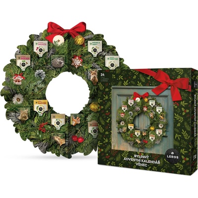 LEROS BYLINNÝ ADVENTNÝ KALENDÁR VENIEC 4 24 druhov čajov po 1 vrecúšku ozodoby na veniec 24 ks 39,3 g inov. 2024 1x1 set