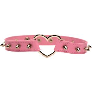 Master Series Spiked Heart Choker Pink