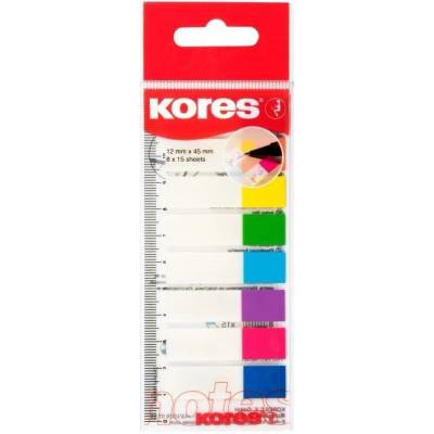 Kores Samolepicí záložky Kores Index Strips - 8 x 15 lístků / průhledné