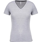 Kariban V-NECK K394 / Дамска риза с къс ръкав от пике - сиво/тъмносиньо/бяло S (20K394s0901)