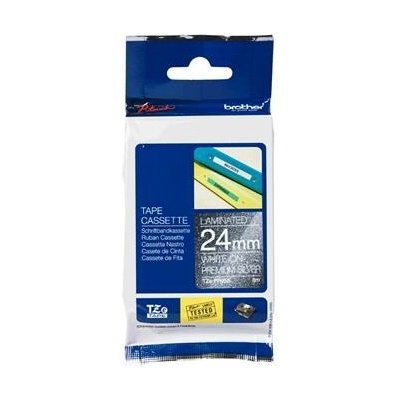 Páska Brother TZE-PR955 - originální | bílý tisk, stříbrný podklad, 24 mm