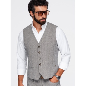Ombre Clothing Мъжки структуриран елек към костюм - кафяво меланж V1 OM-BLZV-0155 Ombre Clothing Ombre Clothing | Kafyav | МЪЖЕ | S