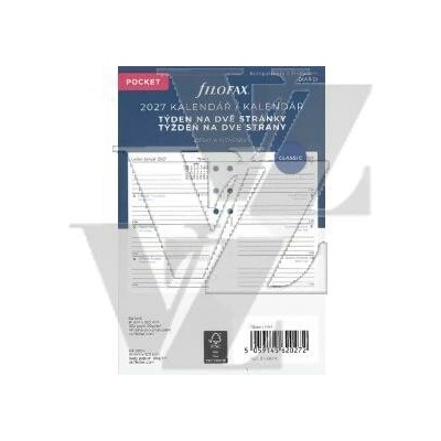 Filofax Náplň A7 Pocket kapesní týdenní česká 2027