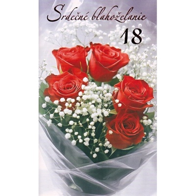 Pozdrav s textom STIVA_B (10-1050) - Srdečné blahoželanie k 18