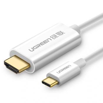UGREEN usb-c към hdmi кабел от мъжки до мъжки abs корпус 1, 5 м бял mm121