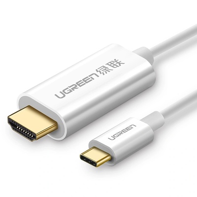 UGREEN usb-c към hdmi кабел от мъжки до мъжки abs корпус 1, 5 м бял mm121