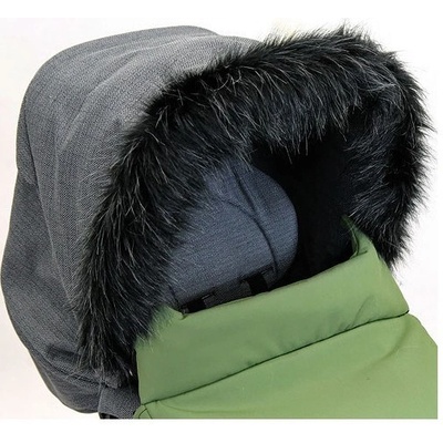 Babyrenka kožešinový lem boudy kočárku šedý