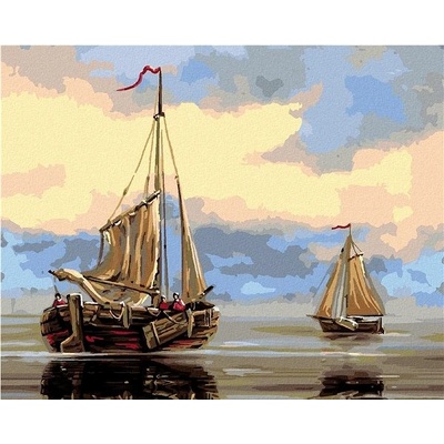 zuty Malování Podle Čísel Dvě Rybářské Loďky Na Kraji Moře 40 x 50 Cm Plátno